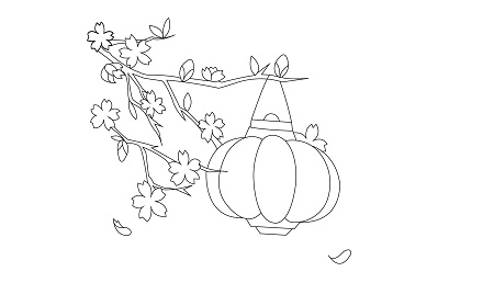 How to draw Lunar New Year greeting card with blossoms - Step 3