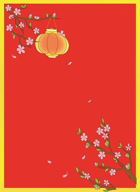 How to draw Lunar New Year greeting card with blossoms - Step 5