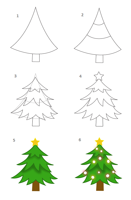 Easy drawing for beginners - How to draw a Christmas tree - Image 1